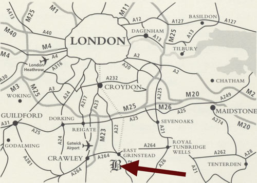Brambletye in relation to London